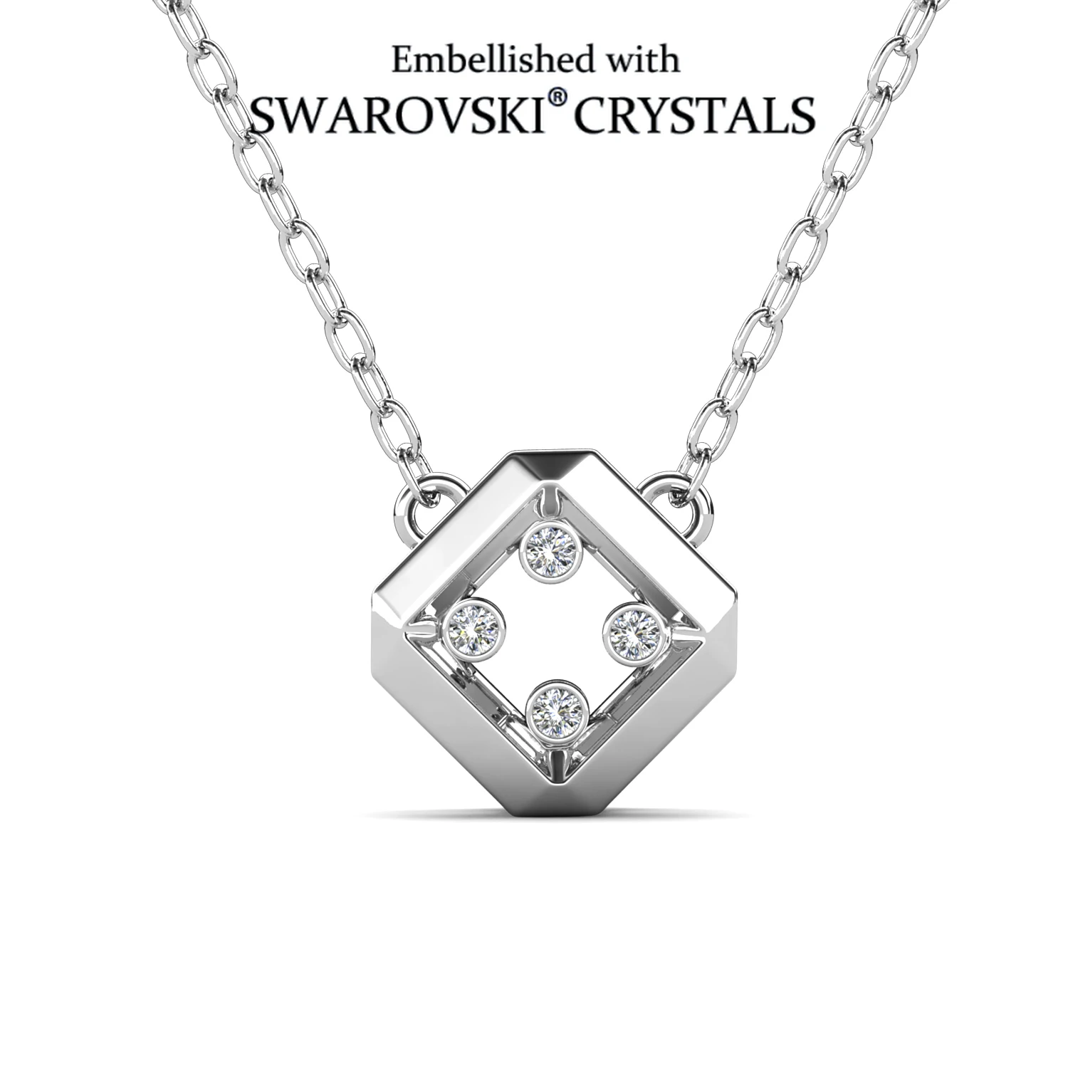 

Trendy Geometric Shaped Pendant Embellished with Swarovski Crystals Fashion 18K Gold Plated Daisini Necklace for Woman