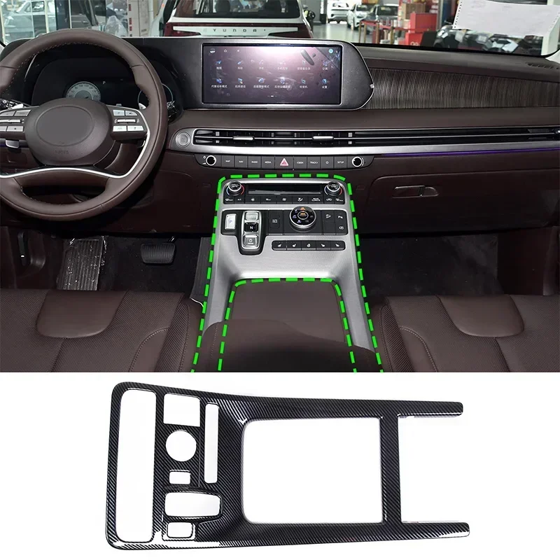 

For Hyundai Palisade 2019-2024 ABS Carbon Fiber Car Chrome Central Control Gear Shift Panel Cover Trim Sticker Car Accessories