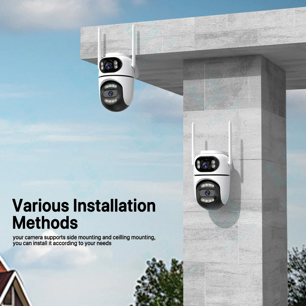 2 قطعة 4 قطعة كمية جناح واي فاي كاميرا 4K 8MP HD حماية الأمن PTZ IP كاميرا عدسة مزدوجة AI تتبع مراقبة الفيديو iCsee #4