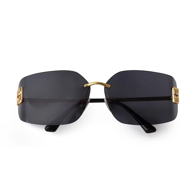 STORY Mode Gespiegelde Randloze Zonnebril voor Vrouwen Mannen Luxe Merk Designer Trendy Gebogen Lens Frameloze Zonnebril UV S8051A - afbeelding 1