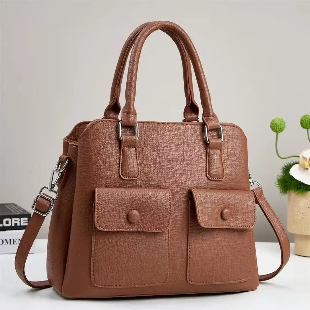 

Simple, Fashionable and Versatile Multi-pocket Lychee Pattern Shoulder Bag, High-end Trend Going Out Commuting Women's Bag