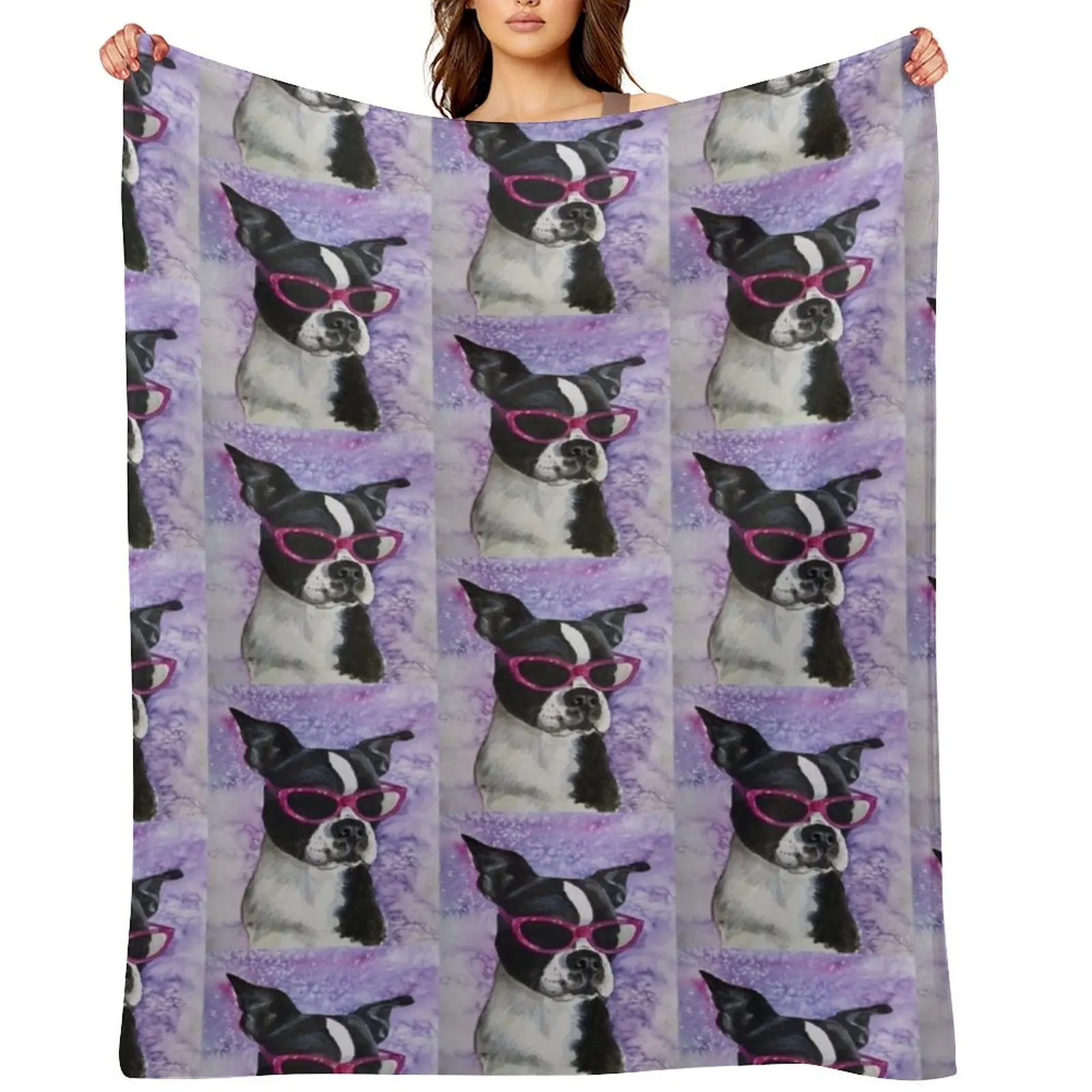 

Diva - Boston Terrier Throw Blanket Baby Hairy Soft Plaid Summer Beddings Blankets