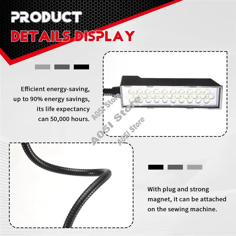 

30 LED Sewing Machine Light Sewing Lighting For Workbench Lathe Drill Press Flexible Gooseneck Arm Work Lamp-A05I