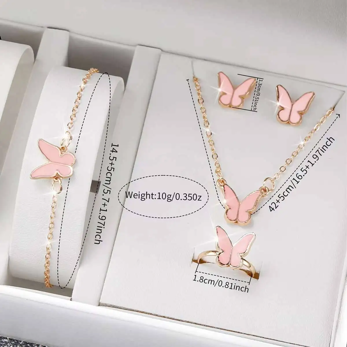 6PCS/Set Fashion Butterfly Dial Women Quartz Watch Simple Leather Strap Wrist Watches Jewelry Set Reloj Mujer（Without Box）