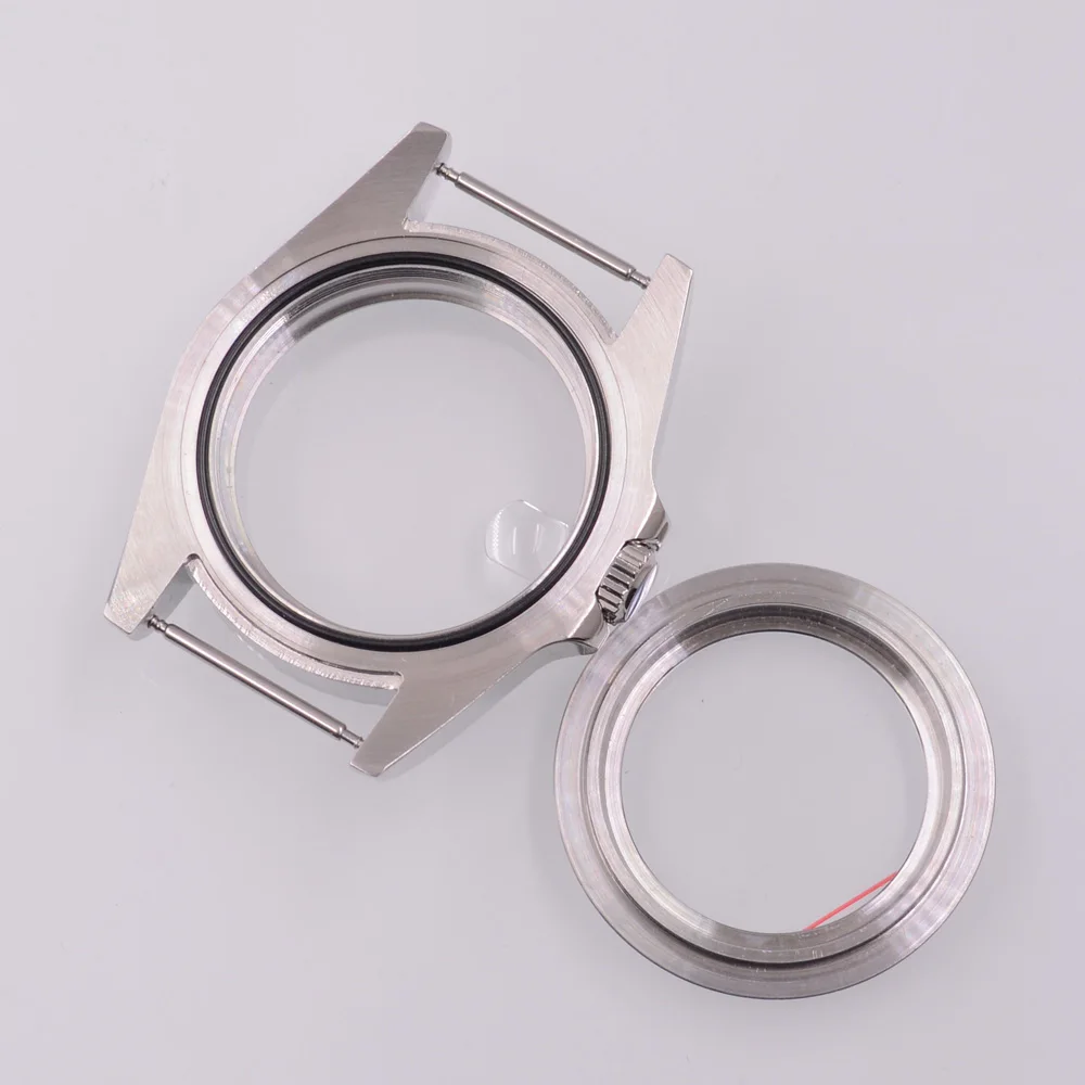 40MM Sapphire Glass Silver Pig Mouth Watch Case Fit NH34 NH35 NH36 PT5000 ETA2824 ST2130 Movement Watch Accessories