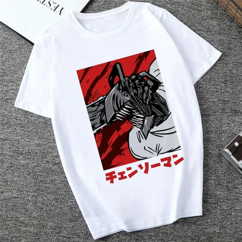 Japanisches Anime Denji T-Shirt Unisex Chainsaw Men T-Shirt Damen Lustiges Cartoon Pochita Makima T-Shirt Grafik-T-Shirts Tops Damen 90er