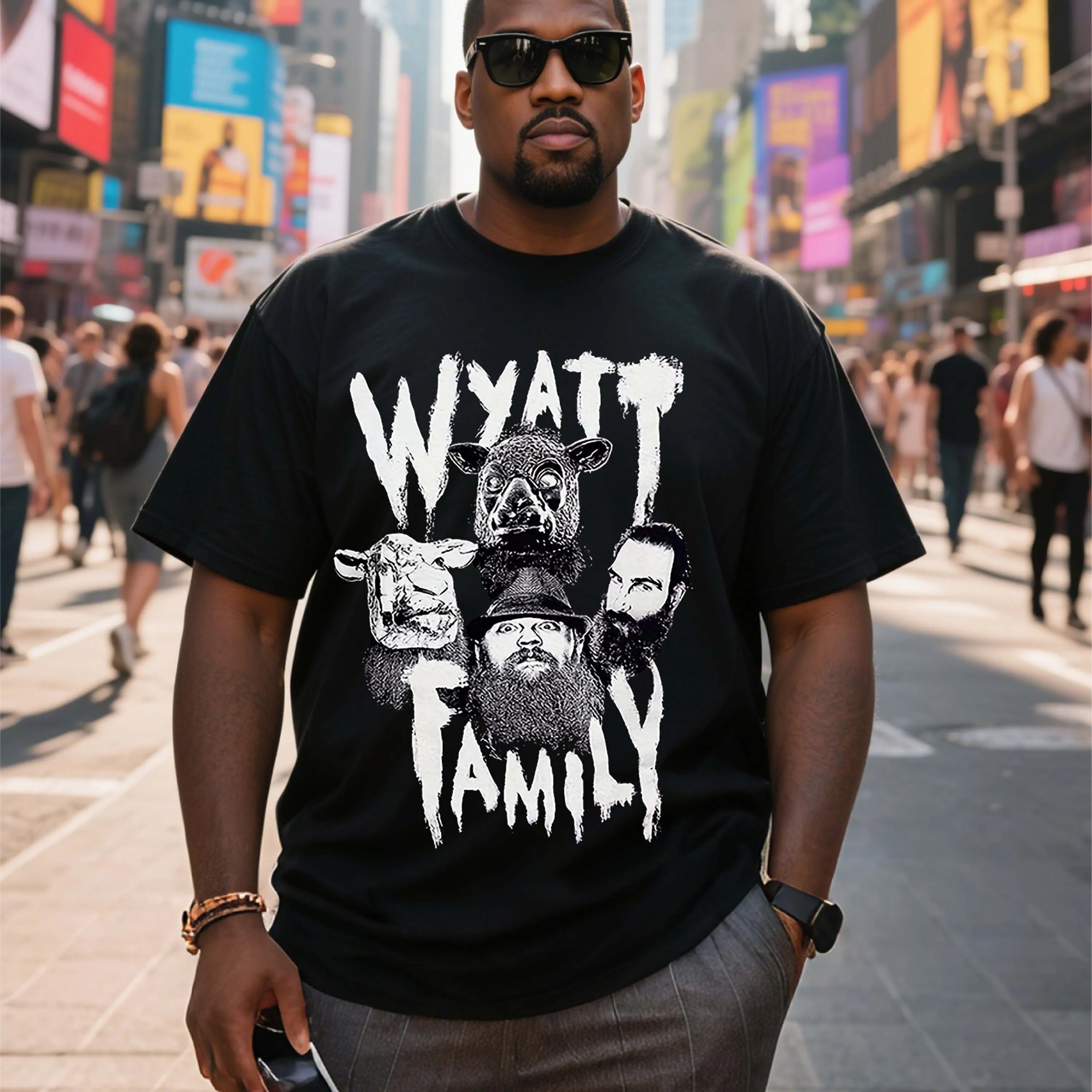 Camiseta masculina plus size, gola redonda de algodão puro preto, adequada para uso ao ar livre na primavera e no verão, casual e confortável