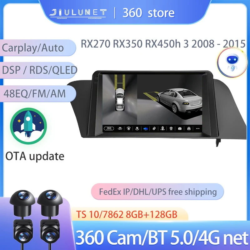 

JIULUNET Smart Stereo Android Auto 360 Cam радио для Lexus RX270 RX350 RX450h AL10 III 3 2008 - 2015 мультимедийная навигация