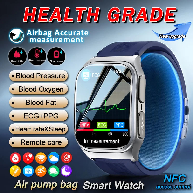 Sapphire Smart Watch Air pump+air bag type accurate blood pressure Health Measure Bluetooth Call Sports Fitness Smart Watch 2027