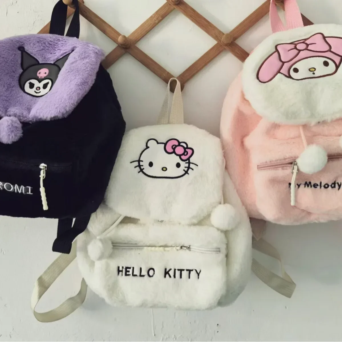 

Sanrio Hello Kitty Kuromi Cartoon Children's Backpack Kindergarten Baby Plush Toy Cute Melody Large Capacity Plush School Bag