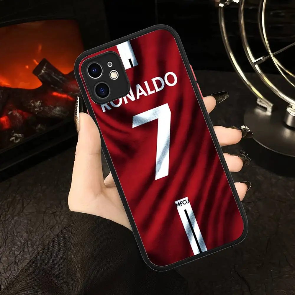 كرة القدم ستار R-رونالدو Cr7 جراب هاتف آيفون 16 15 14 13 12 11 برو ماكس XS ماكس X زائد ماتي غطاء مقاوم للصدمات