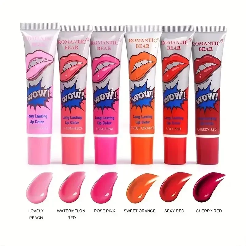 Magie 6 Farben schälen flüssigen Lippenstift wasserdicht dauerhaft keine verblassende Lippen tinte Tränen Lip gloss Tattoo gefärbte Lippen glasur Lippen Kosmetik