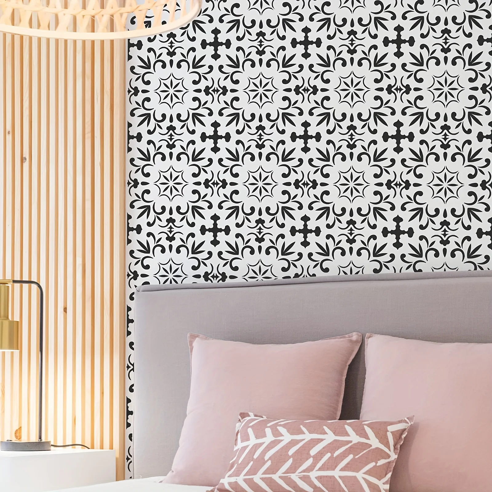 4 قطع استنسل بلاط مقاس 12 × 12 بوصة لطلاء أثاث الحائط على الأرض - مجموعة قوالب قابلة لإعادة الاستخدام بنمط ماندالا المكسيكي