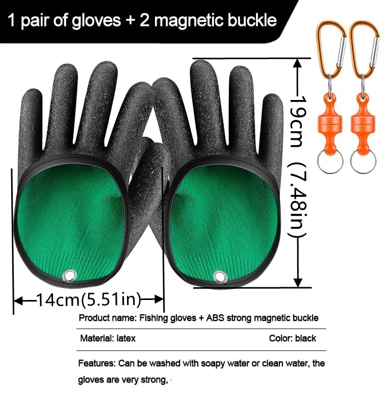 Angelhandschuhe mit Magnetverschluss, Professionelle Fischfanghandschuhe Schnell Trocknende Rutschfeste Angelhandschuhe – Detail 2