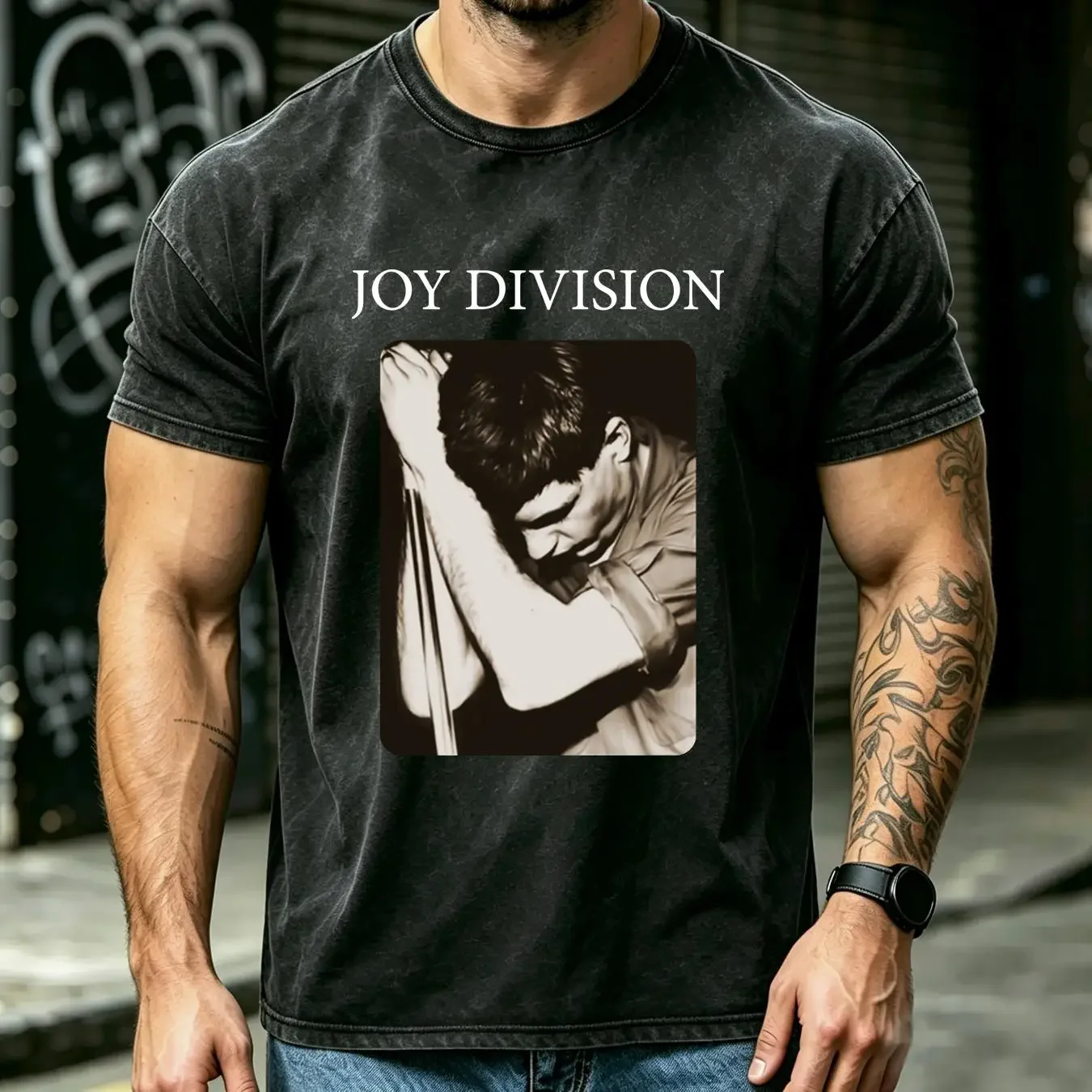 washed T Shirt Joy Division IAN CURTIS Rock Band Black Size S 3XL For Fans vintage Washed graphic Slightly