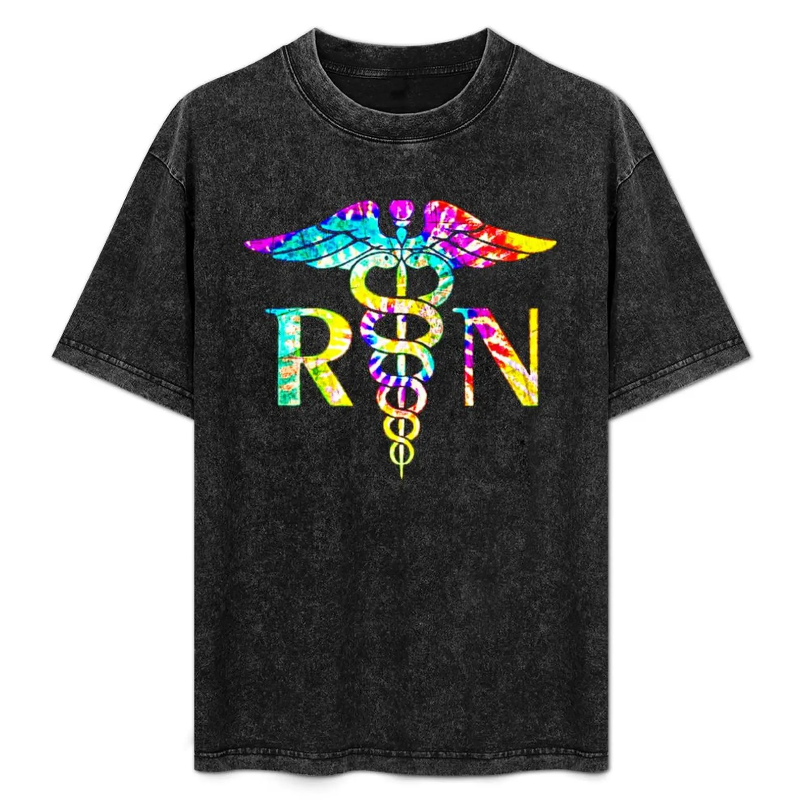 

Lovely RN Registered Nurse Tie Dye T-Shirt Classic Graphic Short Sleeve Top