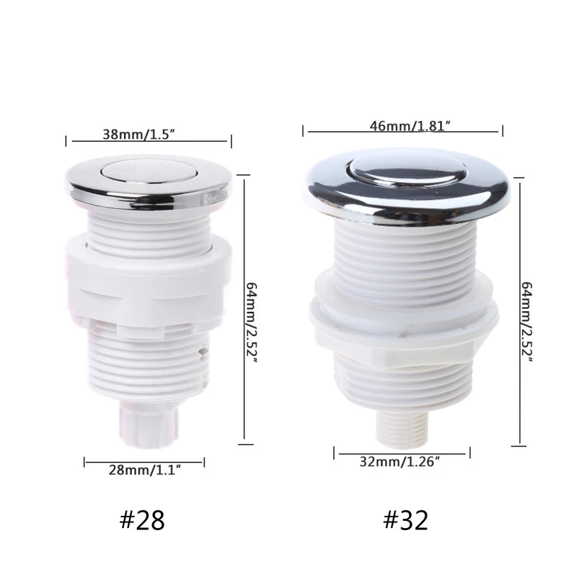 28mm/32mm Push Air Smart Home Switch Button For Bathtub Spa Waste Garbage Disposal Pneumatic Switch Kits For Home Tools