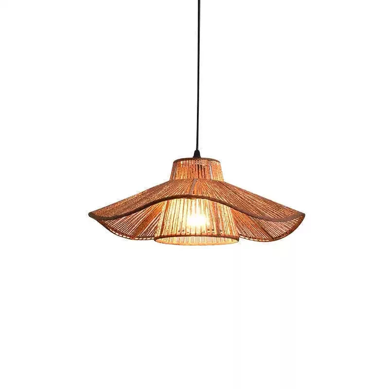 Indoor Living Room Light Emitting Diode Chandelier, Natural Rattan Decorative Chandelier