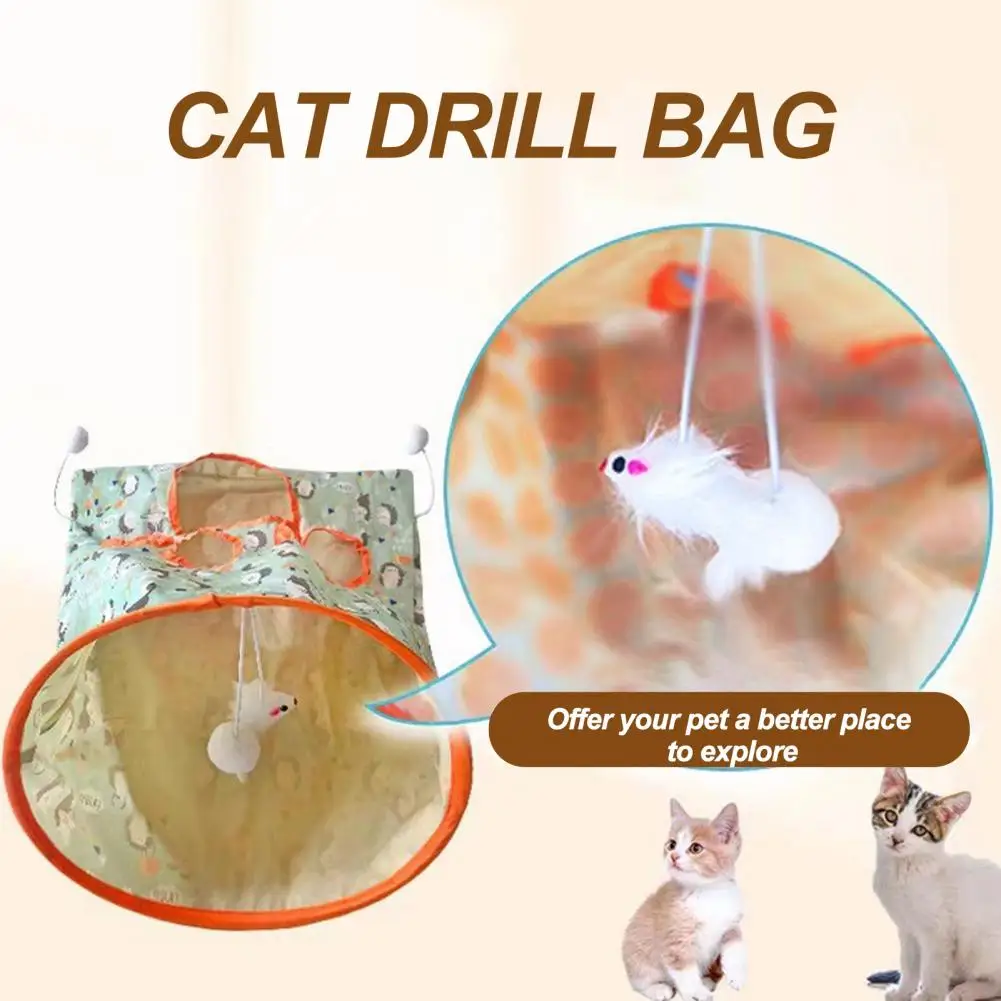 Kitten Toy Set Cat Tunnel Toy with Plush Ball Crinkle Paper Collapsible Bag for Kittens Puppies Rabbits for Self-entertainment