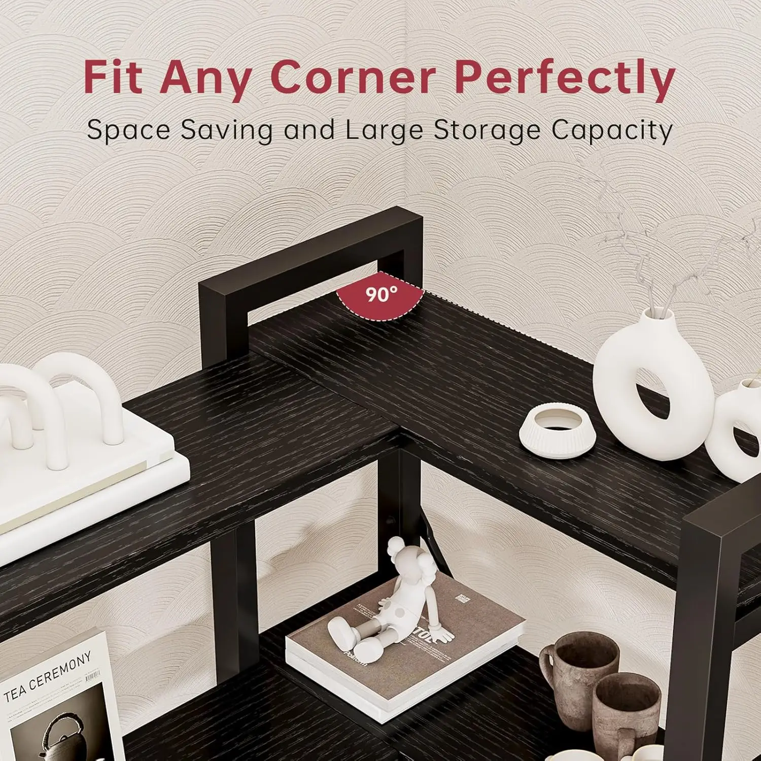 Triple Wide 5 Tier Bookshelf, Shape Changeable Bookcases, Open Display Shelves, Modern Tall Bookcase Furniture For Bedroom,