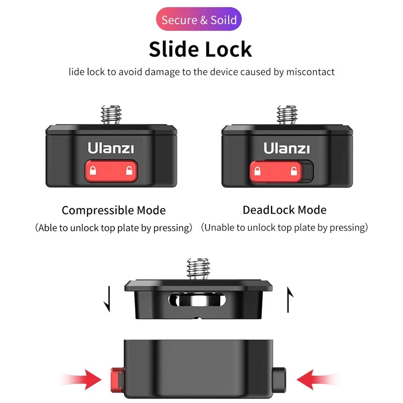 Ulanzi 1905 Claw Quick Release System Plate Clamp Mount for Tripod Adapter Plates DSLR and Gopro Cameras