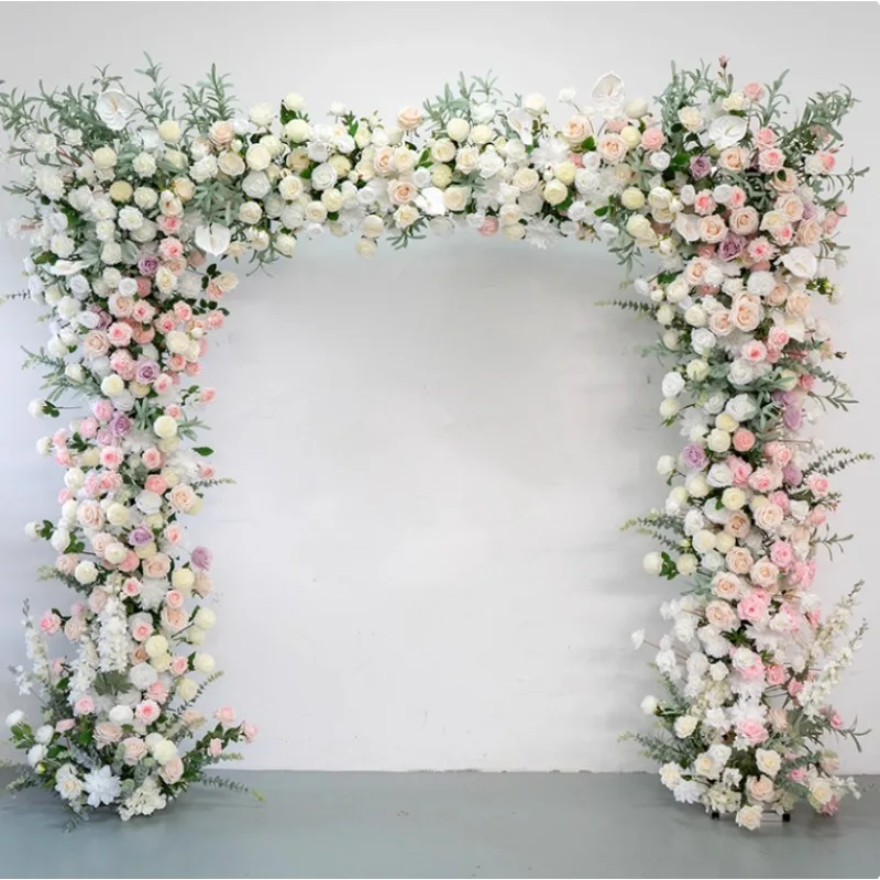 New pink wedding square door simulation flower art, hotel shopping mall window outdoor ping wedding decoration