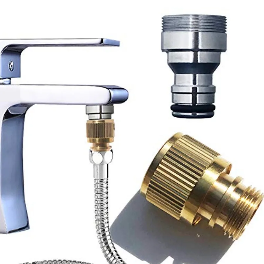 

Quick Disconnect Shower Hose to Sink Faucet Snap Adapter, Indoor Faucet Hose Attachment for Bathtub, Bathroom and Kitchen