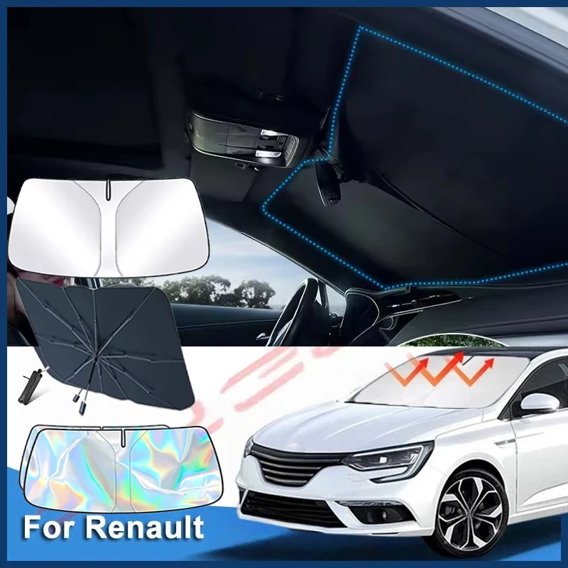 Protetor Solar para Para-brisa de Carro, Cobertura de Sombreamento para Renault Megane, Clio, Espace, Arkana, Captur