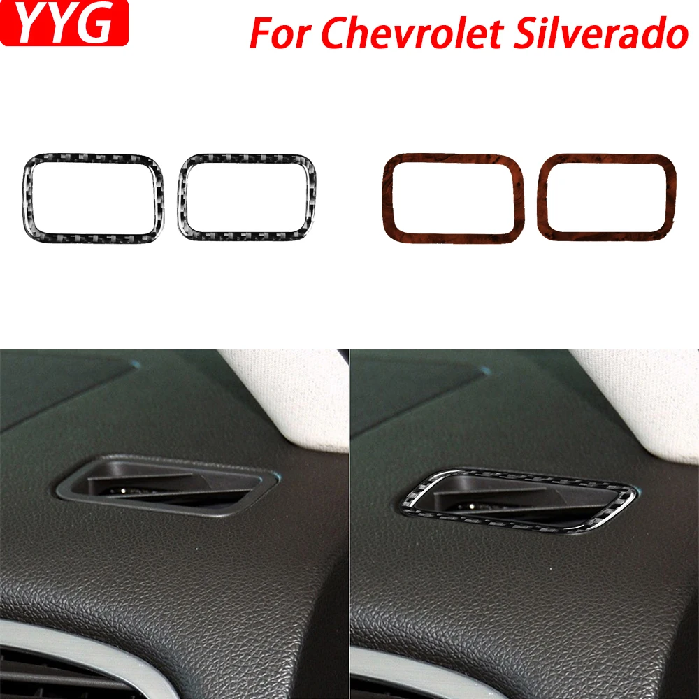 For Chevrolet Silverado Tahoe GMC Avalanche LTZ Sierra SLT Carbon Fiber Defogging Air Outlet Car Interior Accessories Sticker