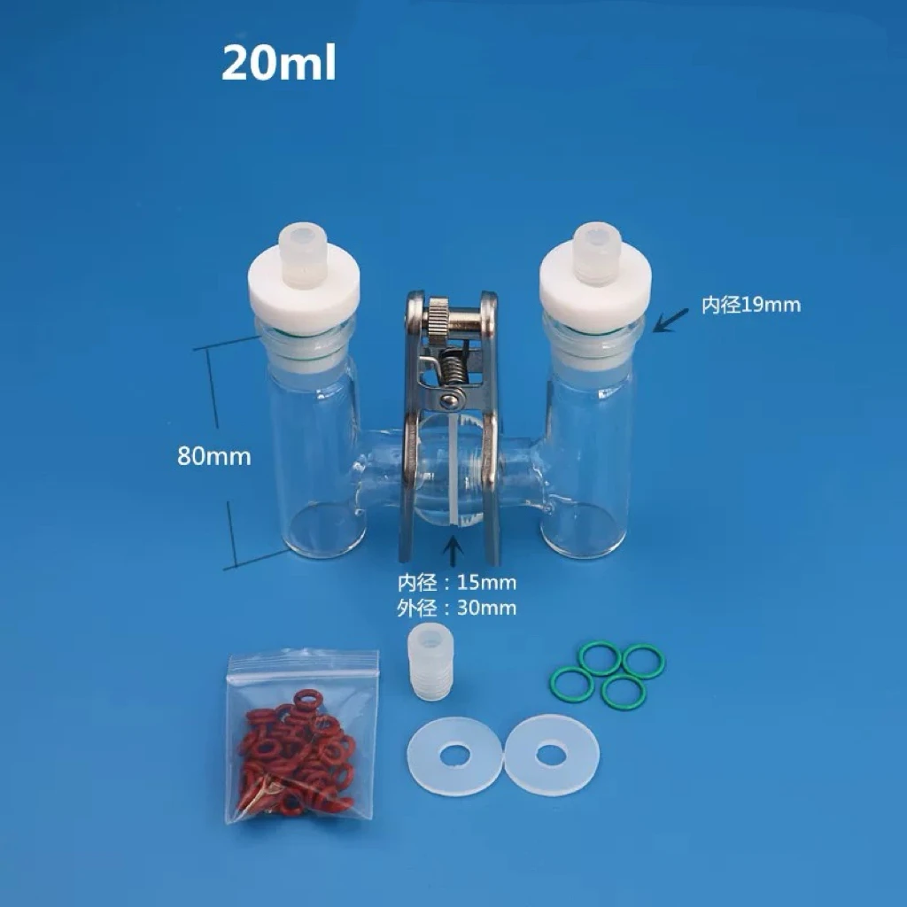 5-100ml H-Type Sealed Two-Compartment Electrolytic Cell Lab Exchangeable Ion-Exchange Membrane Electrochemical Cell