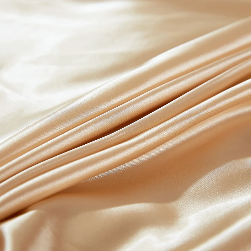 Fitted Sheet High-End Solid Color Mattress Cover With Elastic Band Bed Sheet Luxury Satin Bedsheet