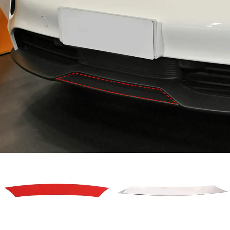 

For Porsche Taycan 2019-2022 Car Front Shovel Protection Patch Stainless Steel Bright Light / Red Exterior Accessories 1 Pcs