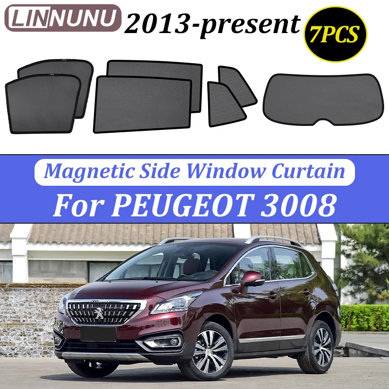 

LINNUNU For Peugeot 3008 2013-2025 Magenetic Car Sunshade Windshield Curtain Side Window Sun Shade UV Protection accessories