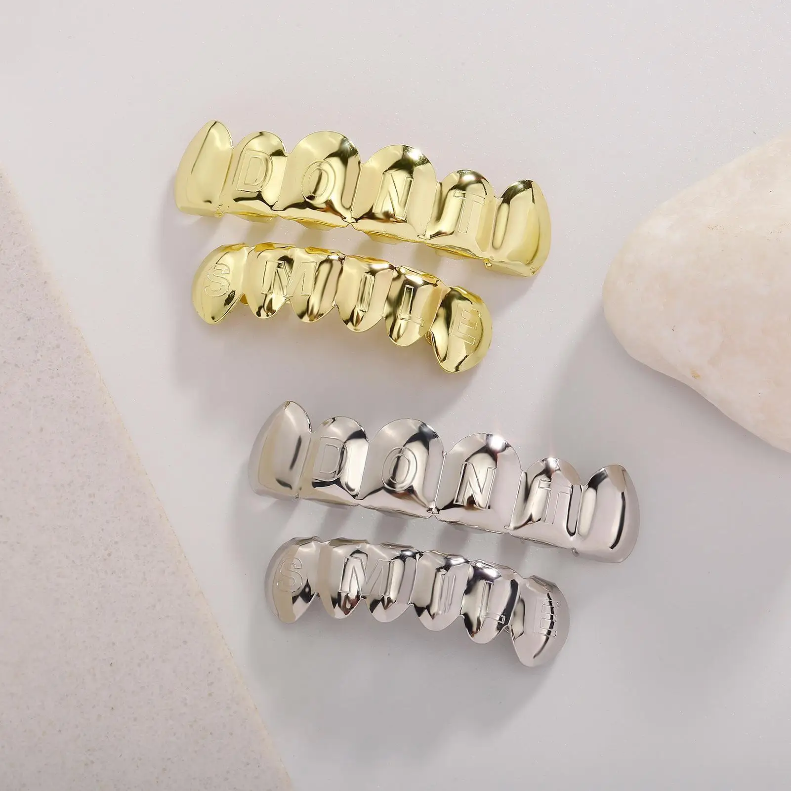

Gold Plated Diamond Embedded Smooth Hip Hop Dental ills Faion Jewelry Accories Full Mouth Cus Fit Dental Veneers