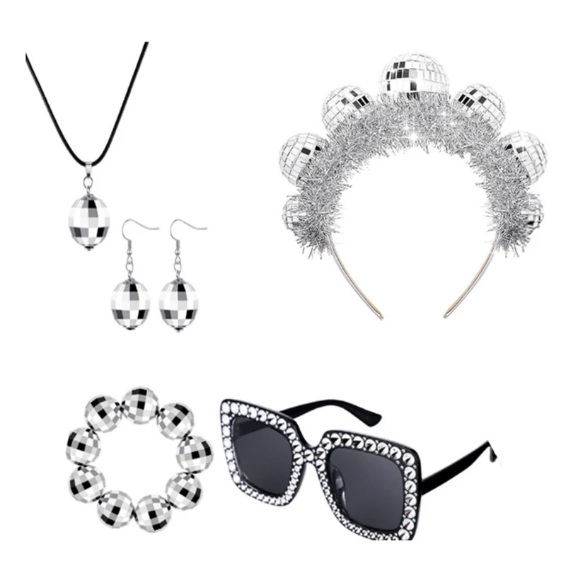 

Set Headband Sunglasses Earrings for Women Nightclub Event Party Supplies Dropship