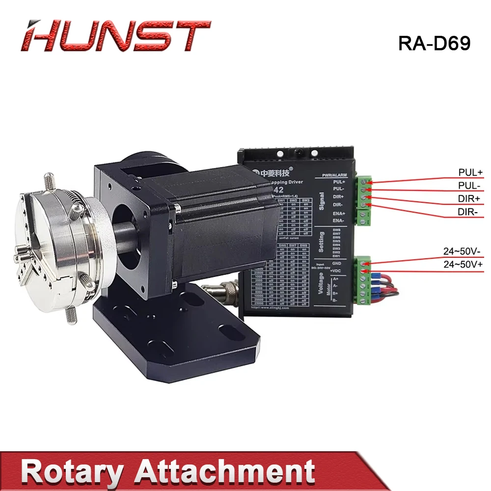 Hunst D69 D60 Laser Marking Machine Rotary Axis Chuck for Ring Bracelet Jewelry Engraving Auto Lock Rotary Attachment
