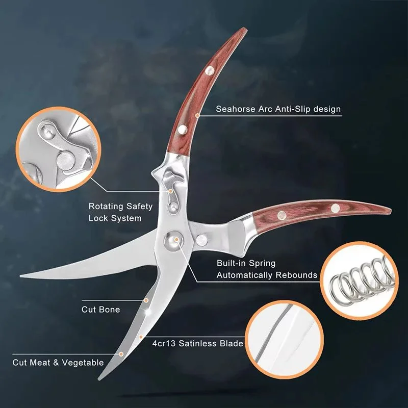 Stainless Steel Grill Shear Multifunctional Barbecue Scissors Food Vegetable Meat Scissor Outdoor Gadget Peferct for BBQ Camping
