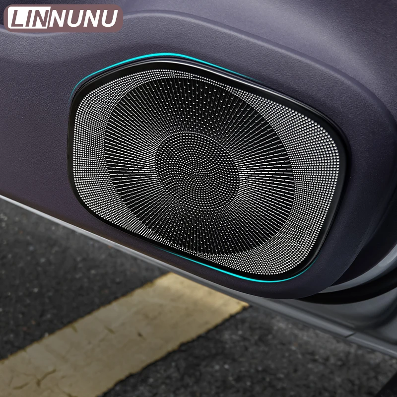 Linnunu Fit for Leapmotor C10 Car Interior Protective Parts Door Speaker Decorative Cover Audio Protective Cover Decorative Sticker Stainless Steel Four-Door Audio Protective Cover Car Supplies Accessories