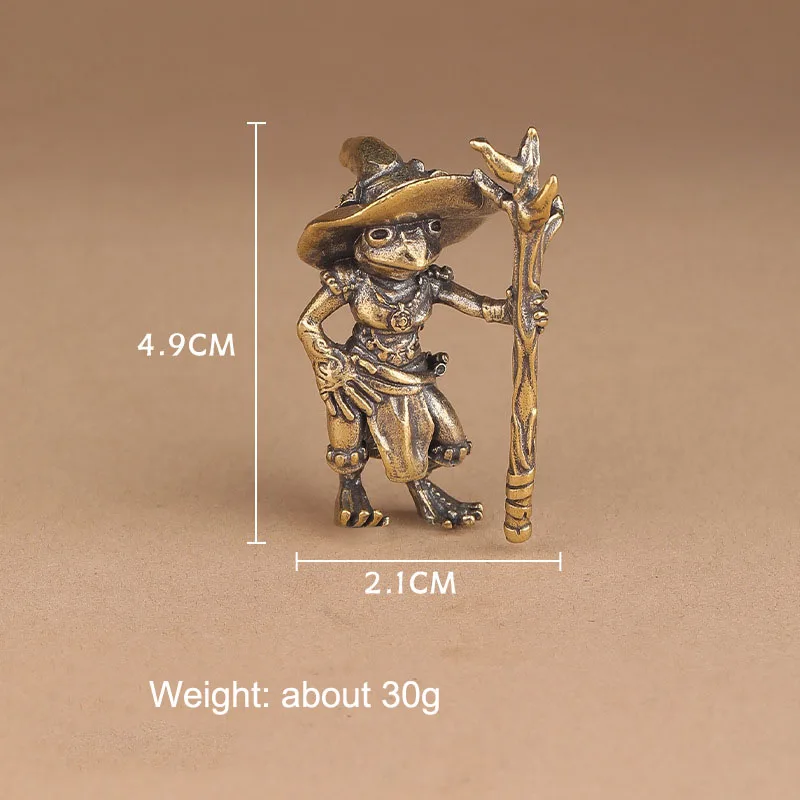 Retro Brass Frog Wizard Small Statue Lucky Desktop Ornament Animal Miniatures Figurines Home Decoration Crafts Accessories Gifts