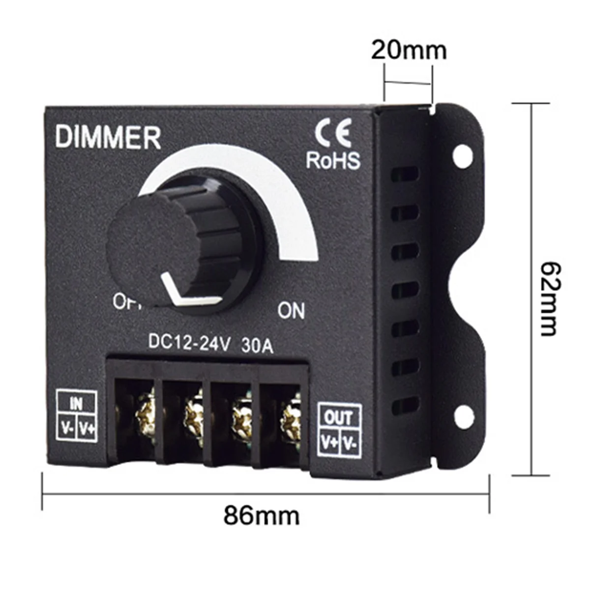 

ABZV-5PCS DC 12 В 24 В светодиодный диммер 30A регулятор напряжения регулируемый контроллер для светодиодных лент с затемнением диммеры