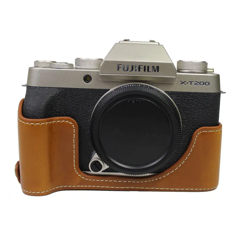 Protective PU Leather Half Set Bottom Case For Fujifilm X-T200 X-T100 Fuji XT200 XT100 Camera Base Shell Cover