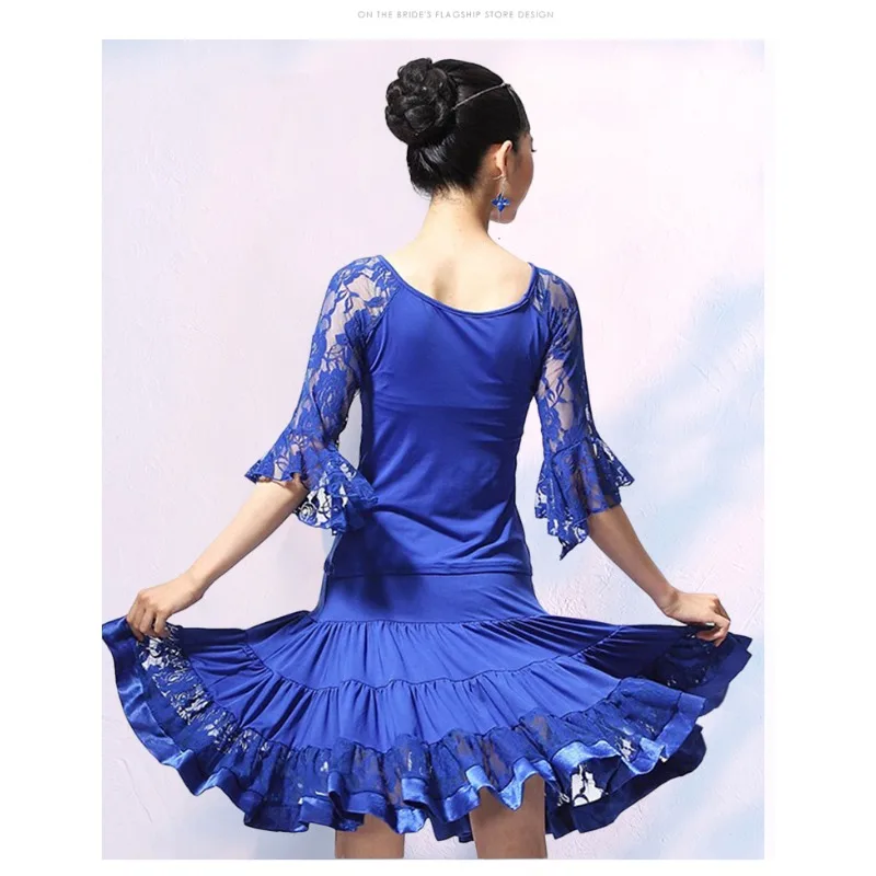 Customized Latin Dance Skirt Adult Women's Latin Dance Costume Set Mid Sleeve Dance Clothing