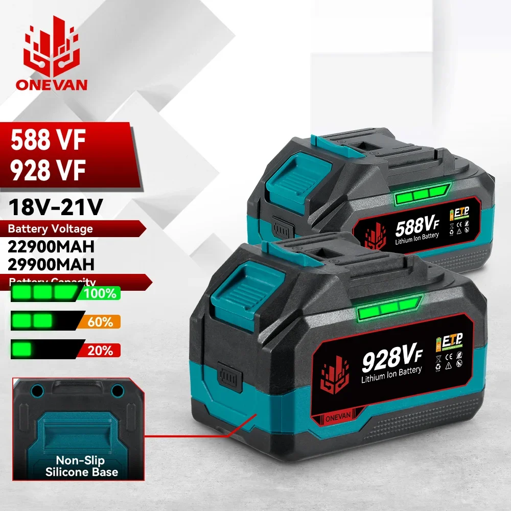 ONEVAN 21V リチウム電池 928VF 29900mAh 588VF 22900mAh 容量インジケータ充電式マキタ 18V 電動工具