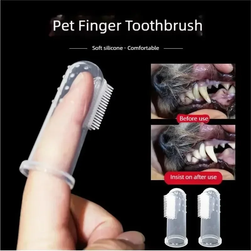 Finger Toothbrush Super Soft Pet Cat Dog Silica Gel Brush Bad Breath Tartar Teeth Care Tool Dog Cat Cleaning Pet Supplies