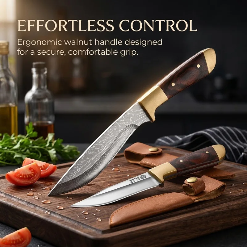 Novo Conjunto de Facas de Cozinha em Aço Inoxidável de Alto Carbono com 2 Peças, Faca de Descascar e Faca Utilitária Super Afiadas para Cozinha e Preparação de Alimentos