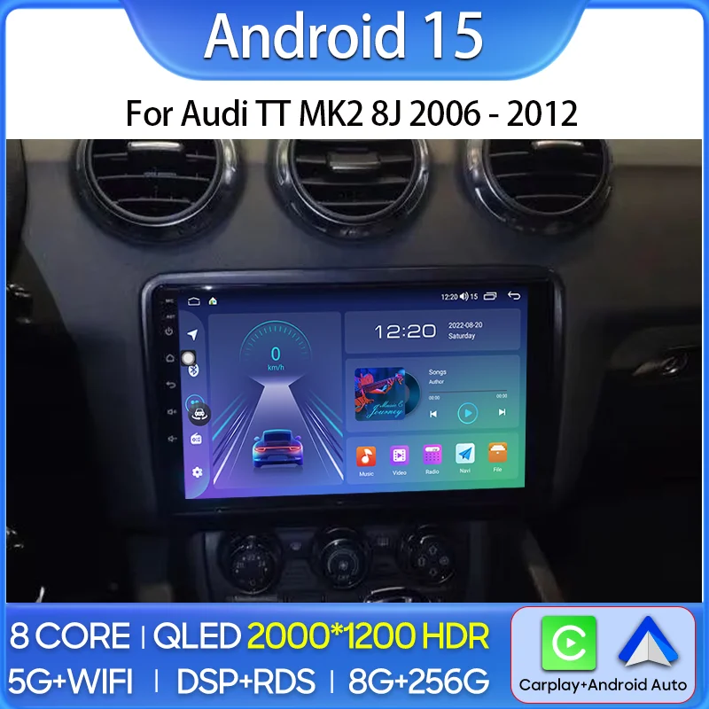 

Car Radio For Audi TT MK2 8J 2006 2007 2008 2009 2010 2011 Navigation GPS Android Auto Stereo Multimedia Player Carplay No 2din