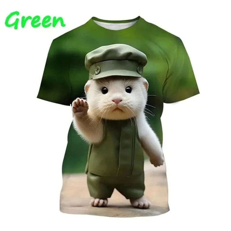 New Summer 3D Cute Animal Eurasian River Otter Printing T Shirt Lutra Lutra Graphic T-shirts For Men Funny Fashion Short Sleeves