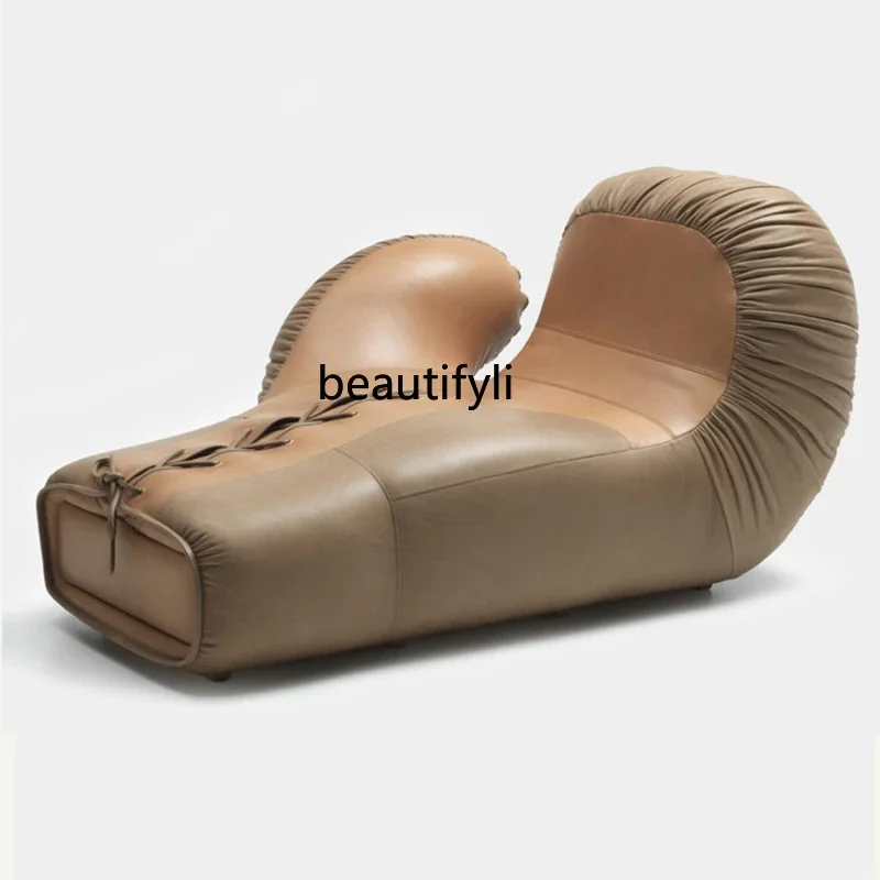 

Italian-Style Light Luxury Special-Shaped Gym Boxing Glove Sofa Recliner FRP Creative Leather Single Leisure Chair furniture