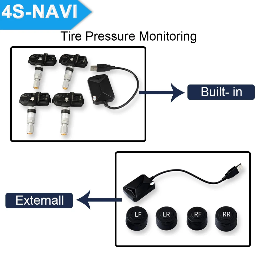 For Smart Car TPMS Tire Pressure Monitoring System Solar Power Digital LCD Display USB Auto Security Alarm Tire Pressure Sensor