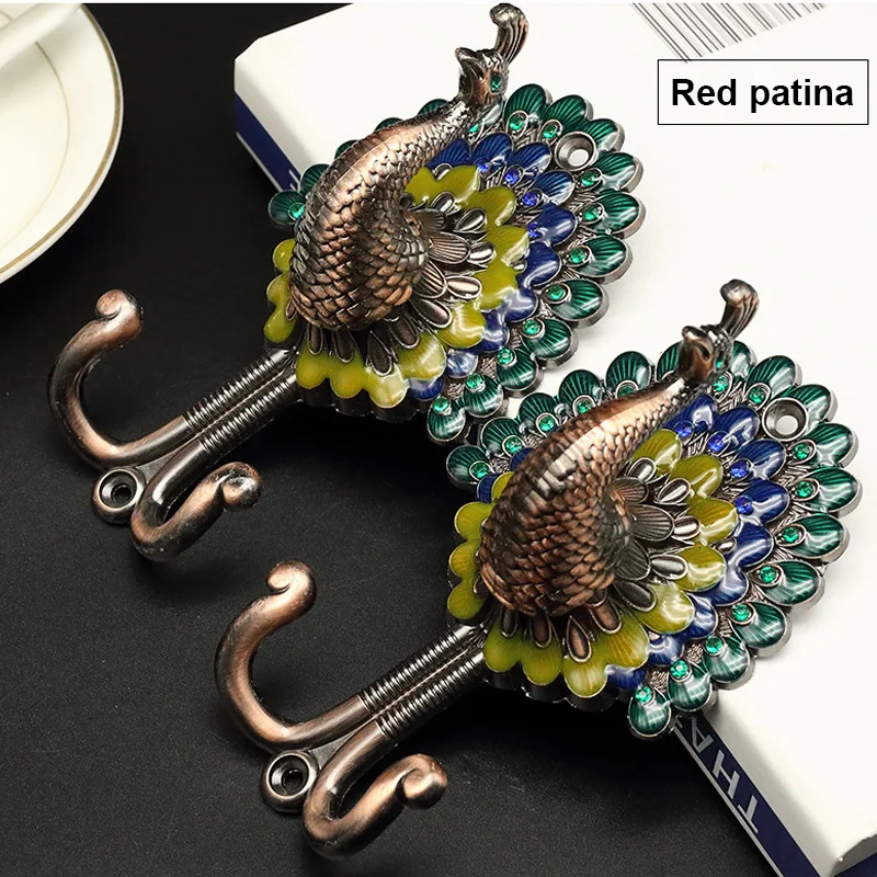 Peacock Curtain Hook Wall Hook Alloy Vintage Peacock Antique Wall Hangers Bathroom Organizer Utensils Accessories Tools